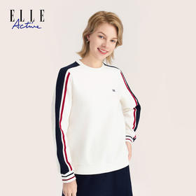 ELLE Active 秋冬圆领长袖卫衣宽松撞色百搭休闲运动女士亲肤上衣