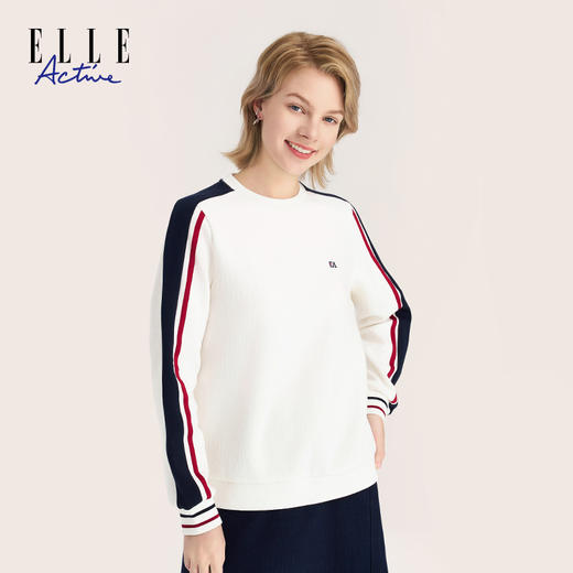 ELLE Active 秋冬圆领长袖卫衣宽松撞色百搭休闲运动女士亲肤上衣 商品图0