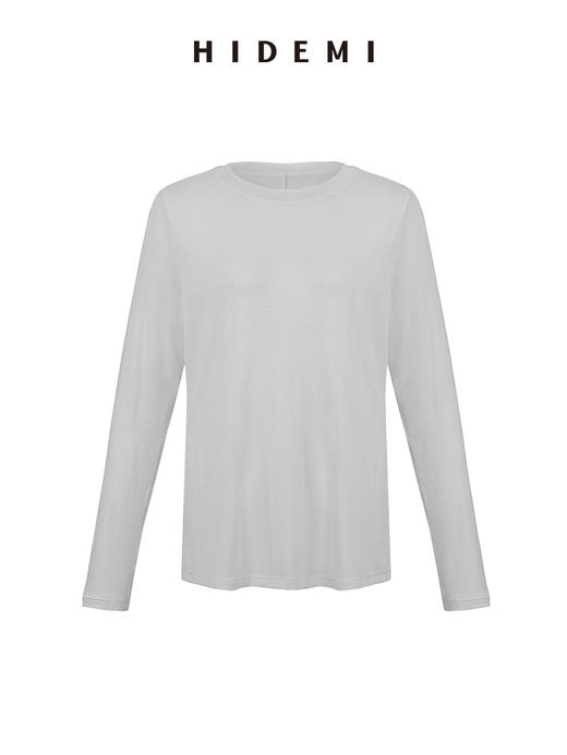 HIDEMI 叠穿神器 极简圆领超软糯宽松廓形长袖亲肤长袖T恤  巧克力色/浅灰色/黑色/白色 商品图13