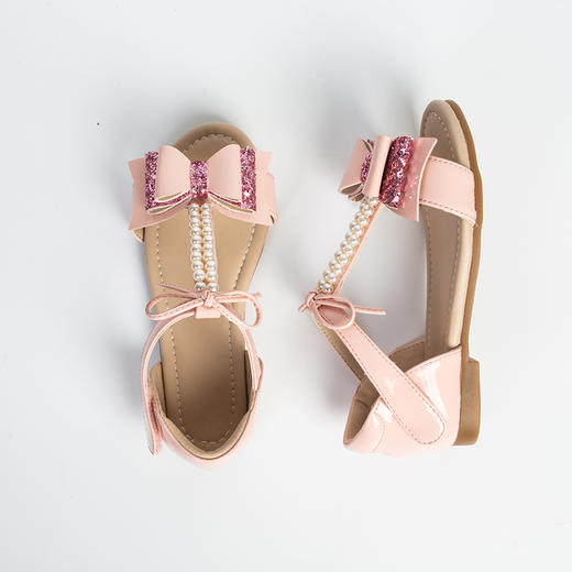PB鞋头蝴蝶结双排手缝珍珠扣凉鞋 商品图2