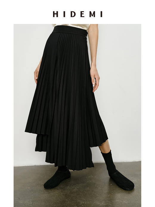 HIDEMI 极简不对称设计感百褶裙半身裙 商品图9
