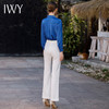 IWY/高级感蓝色缎面衬衫套裤女时尚设计感绑带衬衣职业装工作服B485 商品缩略图3