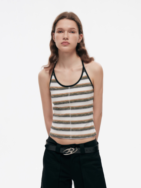 出逃赤岗西/23SSB57/原创设计条纹挂脖吊带