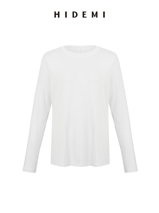 HIDEMI 叠穿神器 极简圆领超软糯宽松廓形长袖亲肤长袖T恤  巧克力色/浅灰色/黑色/白色 商品图14