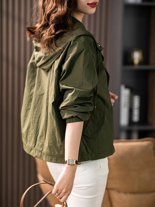 【现货7天】设计感连帽短外套女2023秋季新款韩版宽松休闲夹克防晒衣 商品图4