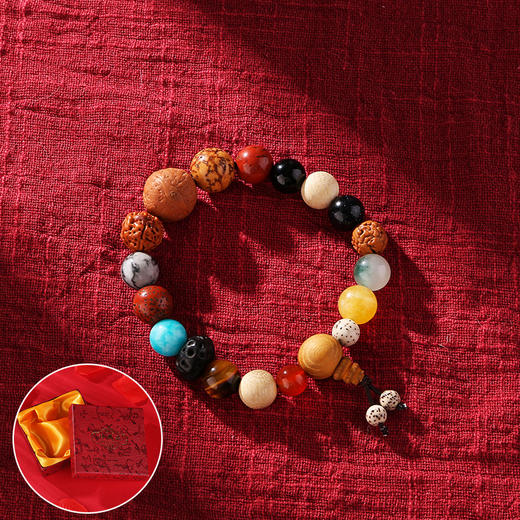 【杭州灵隐大天意多宝菩提十八籽手串】天然玛瑙子菩提寺同款；十八籽又叫“菩提花串”是在上百种菩提中选用，种串制而成 也可与一些天然晶石互相搭配串制，多宝珠代表平安、顺遂，寓意和平吉祥。 商品图7