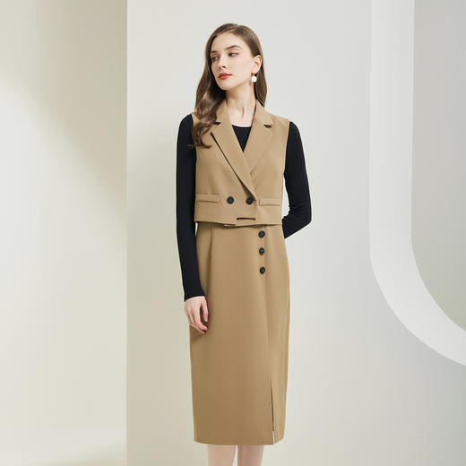 NG808斯尔丽瑟俪2023秋季新款马甲式外搭搭配针织连衣裙 商品图0