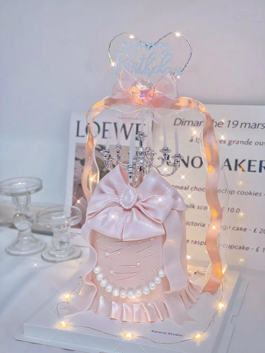 仙女蝴蝶结女神粉色生日蛋糕（主图为五寸加高四层夹心效果） 商品图1