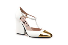 豪麟名鞋奥莱N°21 女鞋玛丽珍鞋牛皮革N16012P白色  原价7600元