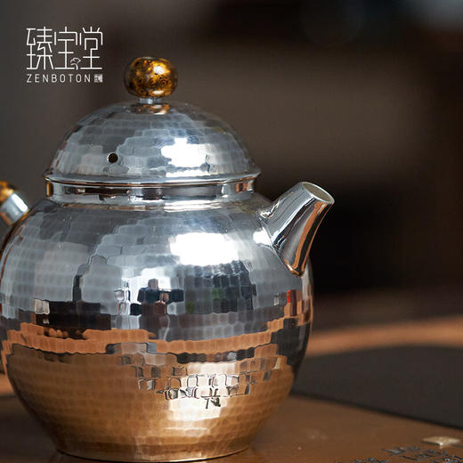 【限量珍藏】臻宝堂9999纯银泡茶壶纯手工规矩锤纹茶壶中式茶具轮珠小壶高端养生银壶 具轮珠(小规矩锤纹) 商品图3