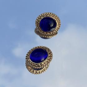 订购6个月到｜Gripoix Paris-Signet Oval-蓝色 琉璃 耳环［法国设计师］