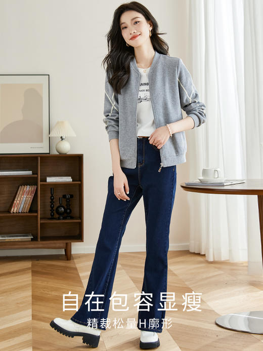 【1件82折】熙世界女士棒球服外套2025年秋季新款休闲时尚减龄小个子短款夹克 商品图1