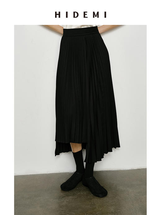HIDEMI 极简不对称设计感百褶裙半身裙 商品图7