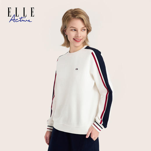 ELLE Active 秋冬圆领长袖卫衣宽松撞色百搭休闲运动女士亲肤上衣 商品图1