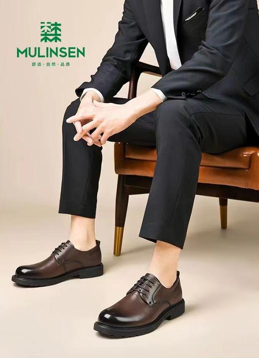 木林森男士商务大头橡胶厚底光面皮鞋 商品图5