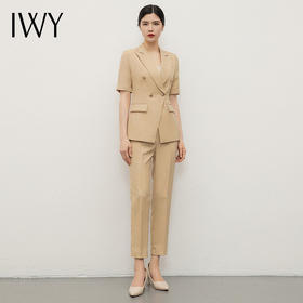 IWY/时尚卡其色西装套装女夏季短袖职业装售楼部酒店前台工作服CP11252