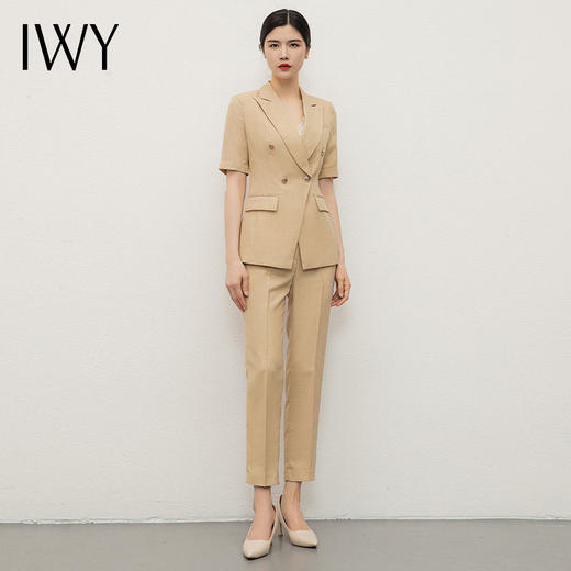 IWY/时尚卡其色西装套装女夏季短袖职业装售楼部酒店前台工作服CP11252 商品图0