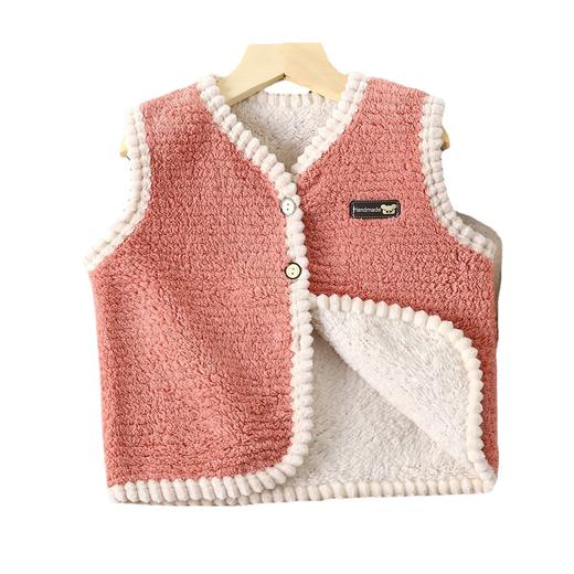 【捡漏价39元/2件】儿童羊羔绒马甲，采用双面加绒设计，温暖舒适，适合中小童穿着。简约纯色，搭配方便，打造百搭时尚风。中小童的休闲必备lish 商品图4