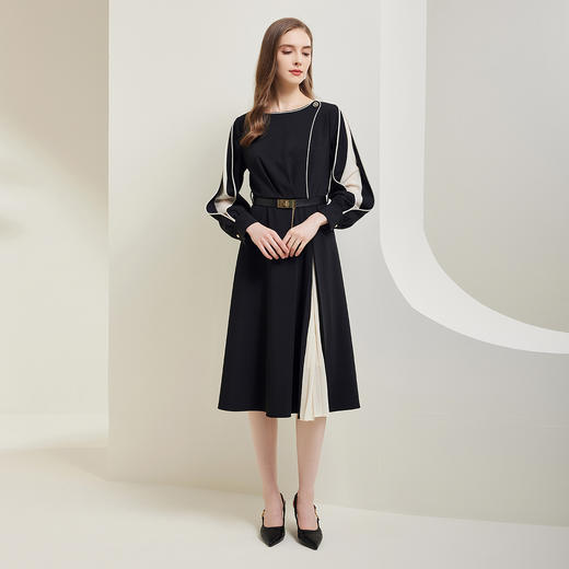 NG829斯尔丽瑟俪2023秋季新款A摆抛袖通勤款连衣裙 商品图3