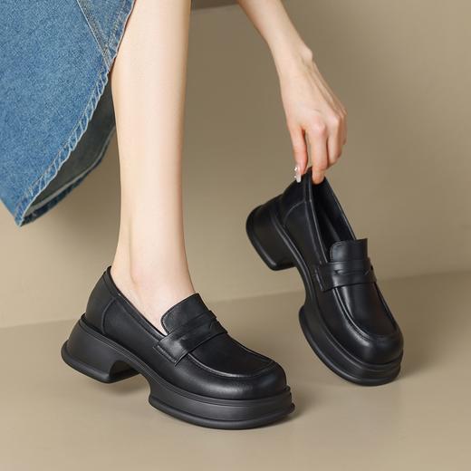 ZHR乐福鞋女2023新款韩版百搭一脚蹬厚底日系小皮鞋子jk单鞋 商品图2