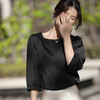 AVANNU领纯色七分袖缎面上衣901 商品缩略图1