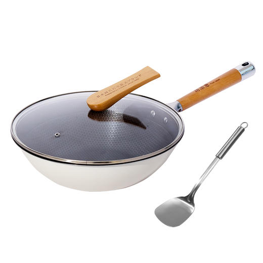 绣渤意荷叶系列32cm蜂窝不锈钢中式炒锅 商品图5