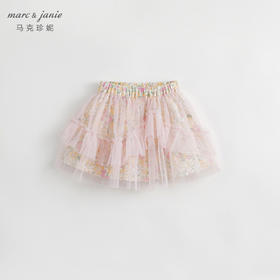 马克珍妮秋装新款 女童秋日花园拼接网纱短裙半身裙231790