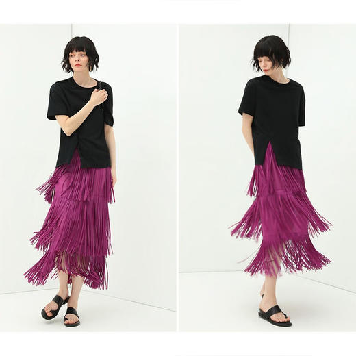 COCOBELLA设计感侧开叉甜酷短袖T恤女休闲圆领半袖NTS3 商品图1