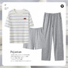 【79元/三件套】全棉情侣款睡衣三件套 简约格纹薄款圆领家居服纯棉短袖+短裤+长裤 商品缩略图10