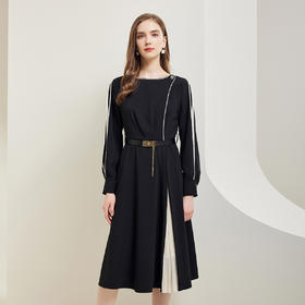 NG829斯尔丽瑟俪2023秋季新款A摆抛袖通勤款连衣裙