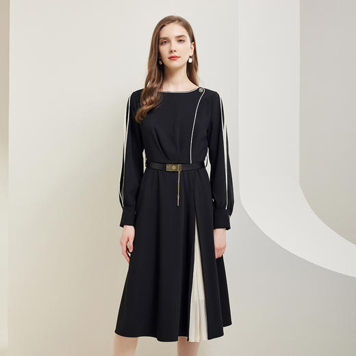 NG829斯尔丽瑟俪2023秋季新款A摆抛袖通勤款连衣裙 商品图0