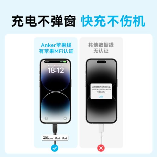 【热销】Anker安克 Type-C快充数据线 苹果MFi适用于苹果手机C口转lightning快充线 A81A5/6 商品图3