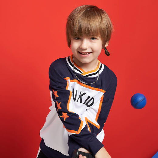 米妮哈鲁儿童春秋卫衣时尚运动潮流网红短款可爱图案拼接色【Mini】 商品图1