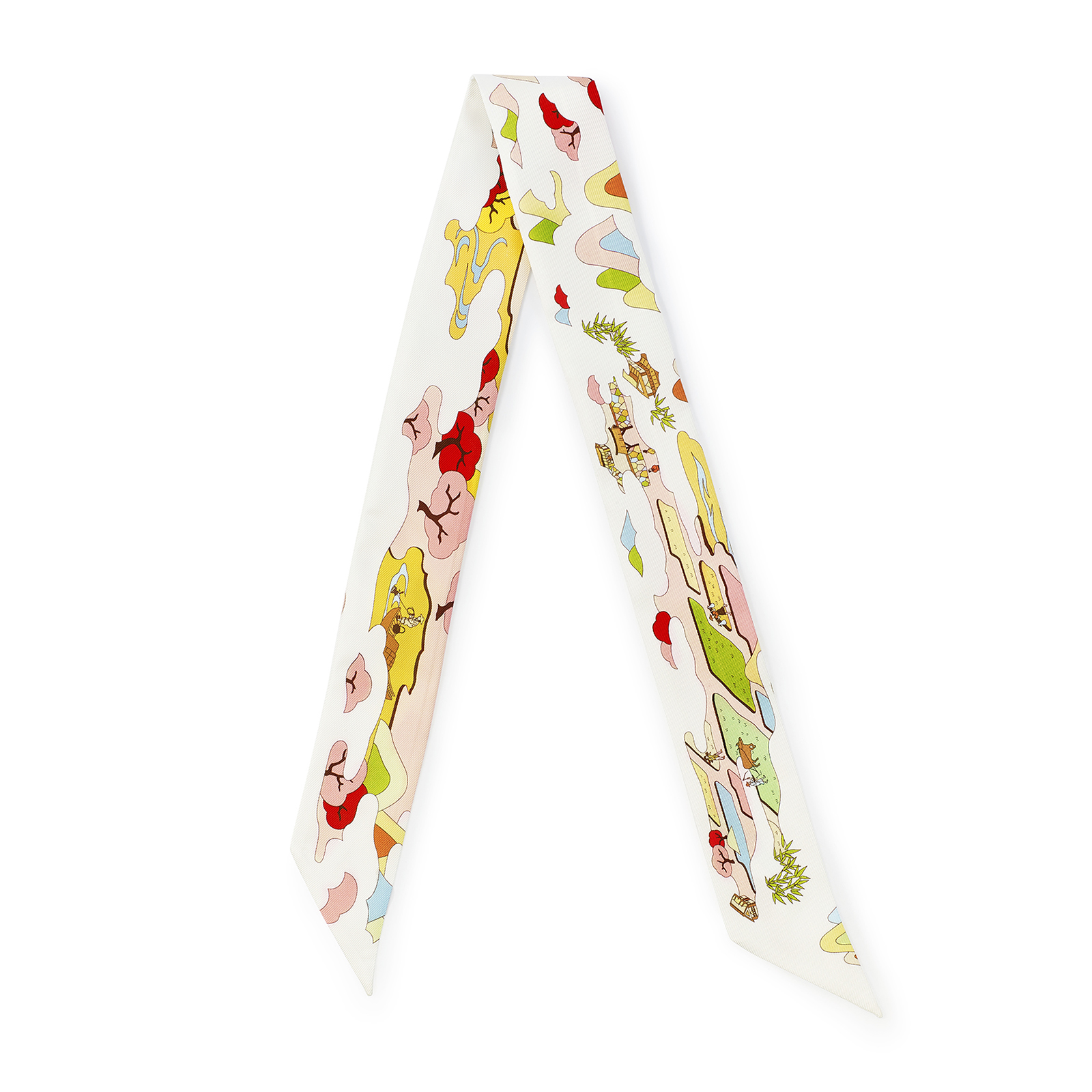 “桃花源”主题窄带丝巾
