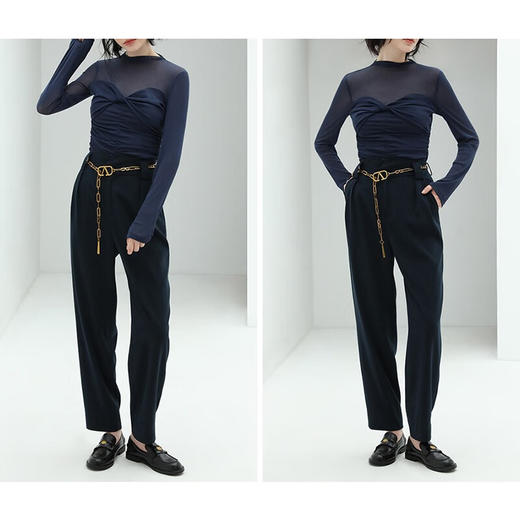 COCOBELLA气质干练高腰西装裤女简约通勤OL烟管裤休闲裤NPA12 商品图3