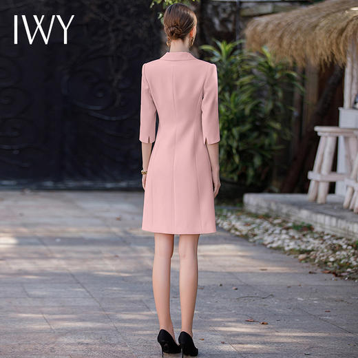 IWY/新款粉色主持人连衣裙收腰显瘦气质职业裙装A型春秋Q676-P 商品图3
