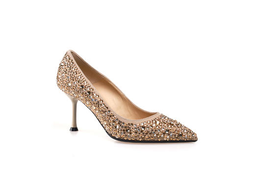 豪麟名鞋奥莱LORIBLU女鞋皮鞋羊反绒面革+施华洛世奇LR26001P杏色  原价6600元 商品图0