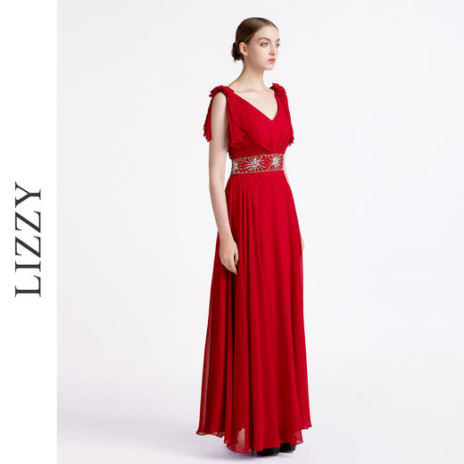 LIZZY优雅新娘敬酒服显瘦晚礼服时尚钉珠端庄高腰连衣裙5186 商品图2