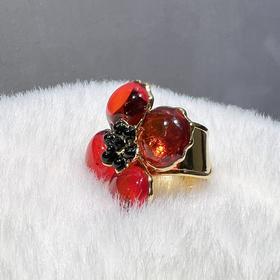 订购5个月到｜Gripoix Paris-Poppy Flower-虞美人 琉璃 戒指（大号）［法国设计师］