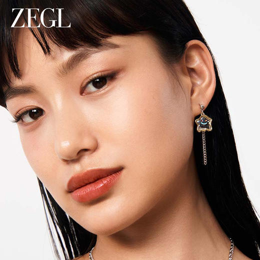ZEGL设计师笑脸乐园系列星星微笑耳环女多巴胺耳钉银针不对称耳饰 商品图2