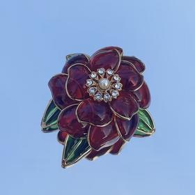 订购5个月到｜Gripoix Paris-No.35 Flower-红色山茶花 琉璃 胸针［法国设计师］