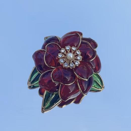 订购5个月到｜Gripoix Paris-No.35 Flower-红色山茶花 琉璃 胸针［法国设计师］ 商品图0