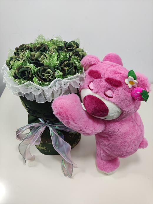 12朵草莓熊手工DIY牛津布玫瑰花束军恋礼物（手工制作产品不支持退换货哦）类lb 商品图2