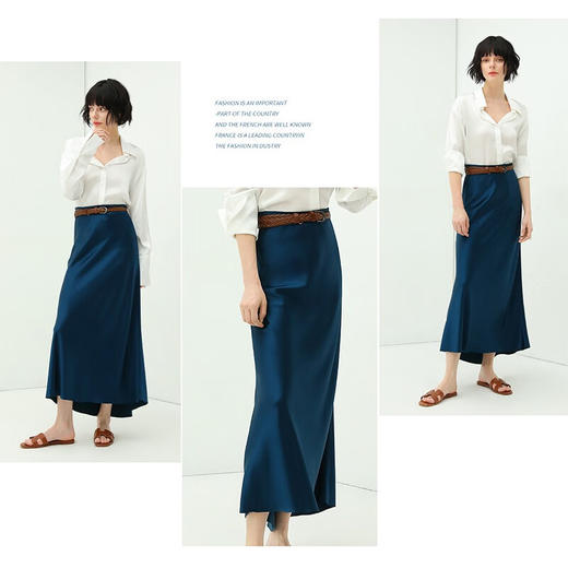 COCOBELLA电光蓝法式鱼尾裙女优雅气质半身长裙NHS111 商品图1