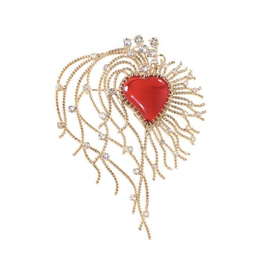 订购6个月到｜Gripoix Paris-Heart Brooch-红色 琉璃 爱心 金属 胸针［法国设计师］ 商品图1