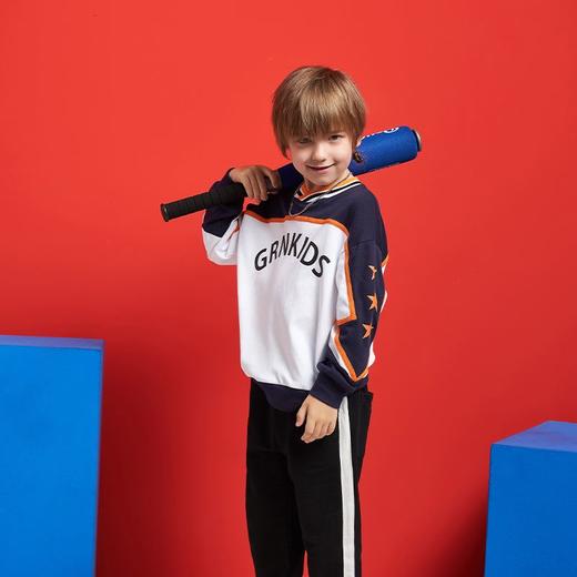 米妮哈鲁儿童春秋卫衣时尚运动潮流网红短款可爱图案拼接色【Mini】 商品图5