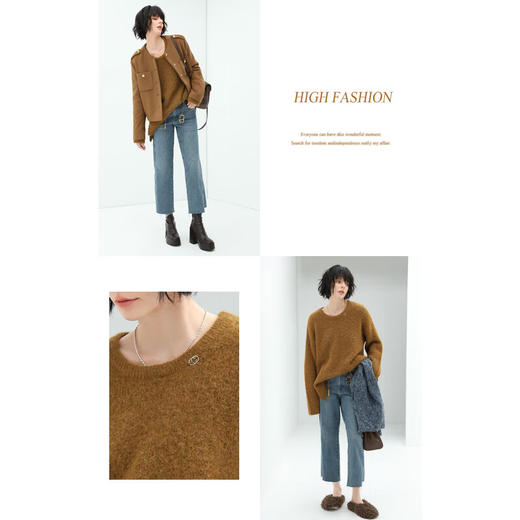 【专属秒杀】COCOBELLA金属LOGO软糯毛衣女保暖美拉德穿搭松弛感针织衫MZ551-2 商品图2