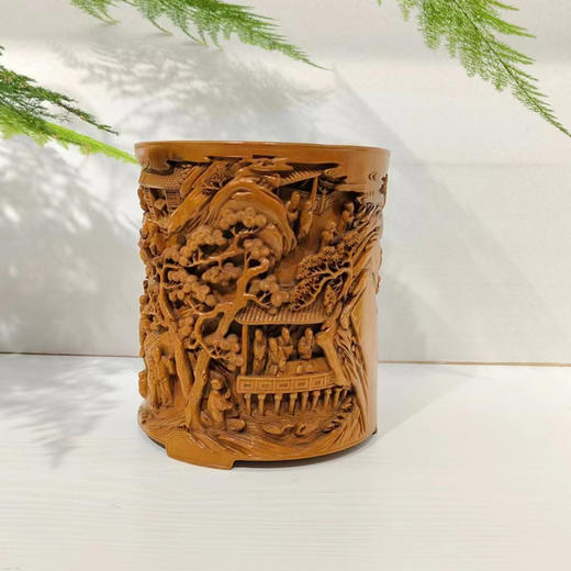 兰亭雅集°黄杨木笔筒 商品图0