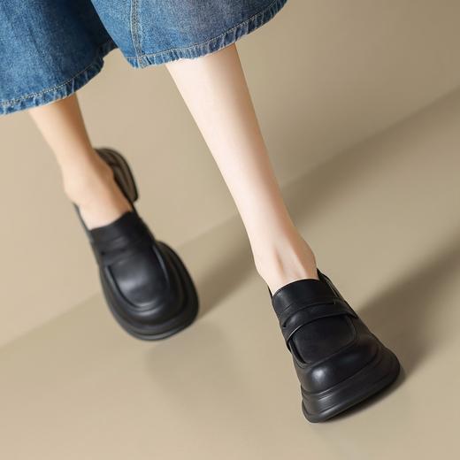 ZHR乐福鞋女2023新款韩版百搭一脚蹬厚底日系小皮鞋子jk单鞋 商品图3
