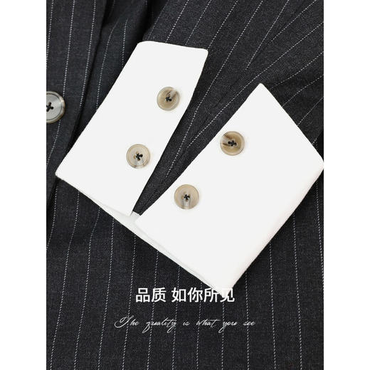 COCOBELLA色织条纹职业通勤西装女可拆卸撞色翻折袖西服SI535 商品图4